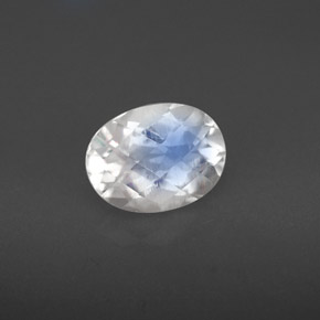 1.42 ct White Rainbow Moonstone Gemstone, Rainbow Moonstone Gem in Oval Checkerboard Shape for Sale.