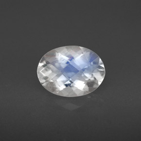 1.42 ct White Rainbow Moonstone Gemstone, Rainbow Moonstone Gem in Oval Checkerboard Shape for Sale.