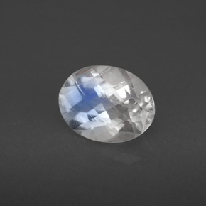 1.42 ct White Rainbow Moonstone Stone, Natural Rainbow Moonstone in Oval Checkerboard Shape for Sale