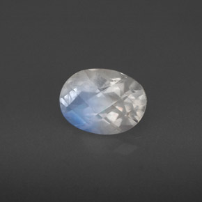 1.30 ct White Rainbow Moonstone Stone, Natural Rainbow Moonstone in Oval Checkerboard Shape for Sale