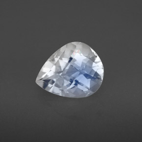 1.66 ct White Rainbow Moonstone Gemstone, Rainbow Moonstone Gem in Pear Checkerboard Shape for Sale.