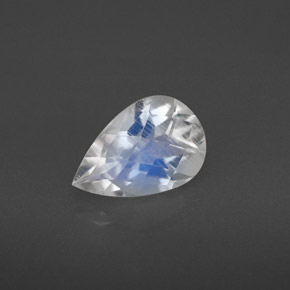 1.17 ct White Rainbow Moonstone Gemstone, Rainbow Moonstone Gem in Pear Checkerboard Shape for Sale.