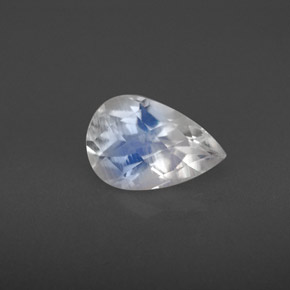 1.17 ct White Rainbow Moonstone Stone, Natural Rainbow Moonstone in Pear Checkerboard Shape for Sale