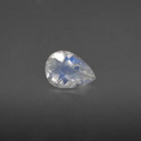 0.79 ct White Rainbow Moonstone Gemstone, Rainbow Moonstone Gem in Pear Checkerboard Shape for Sale.