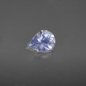 0.86 ct White Rainbow Moonstone Gemstone, Rainbow Moonstone Gem in Pear Checkerboard Shape for Sale.