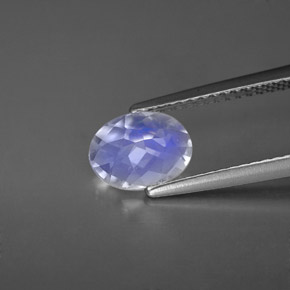 0.94 ct White Rainbow Moonstone Stone, Natural Rainbow Moonstone in Oval Checkerboard Shape for Sale