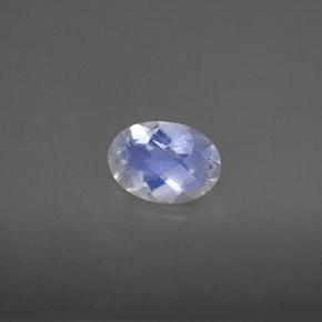 0.88 ct White Rainbow Moonstone Gemstone, Rainbow Moonstone Gem in Oval Checkerboard Shape for Sale.