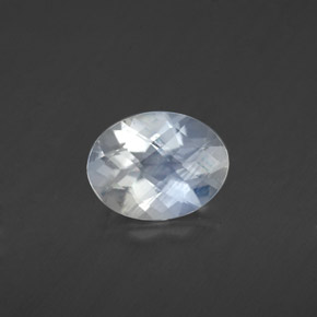 1.06 ct White Rainbow Moonstone Gemstone, Rainbow Moonstone Gem in Oval Checkerboard Shape for Sale.