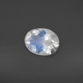 1.05 ct White Rainbow Moonstone Stone, Natural Rainbow Moonstone in Oval Checkerboard Shape for Sale