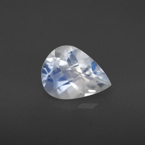 1.28 ct White Rainbow Moonstone Gemstone, Rainbow Moonstone Gem in Pear Checkerboard Shape for Sale.