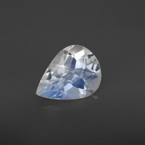 1.28 ct White Rainbow Moonstone Stone, Natural Rainbow Moonstone in Pear Checkerboard Shape for Sale