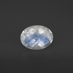 1.34 ct White Rainbow Moonstone Gemstone, Rainbow Moonstone Gem in Oval Checkerboard Shape for Sale.