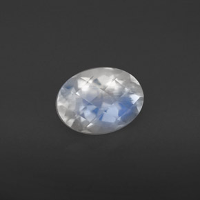 1.34 ct White Rainbow Moonstone Stone, Natural Rainbow Moonstone in Oval Checkerboard Shape for Sale