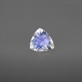 0.83 ct White Rainbow Moonstone Gemstone, Rainbow Moonstone Gem in Trillion Checkerboard Shape for Sale.