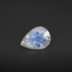 0.86 ct White Rainbow Moonstone Gemstone, Rainbow Moonstone Gem in Pear Checkerboard Shape for Sale.