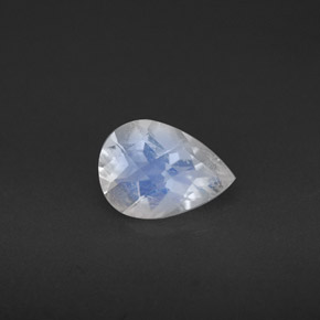 0.86 ct White Rainbow Moonstone Stone, Natural Rainbow Moonstone in Pear Checkerboard Shape for Sale
