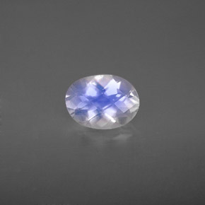 0.99 ct White Rainbow Moonstone Gemstone, Rainbow Moonstone Gem in Oval Checkerboard Shape for Sale.