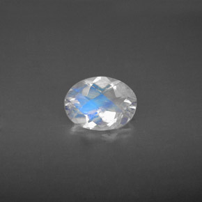 0.94 ct White Rainbow Moonstone Gemstone, Rainbow Moonstone Gem in Oval Checkerboard Shape for Sale.