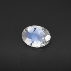 0.85 ct White Rainbow Moonstone Stone, Natural Rainbow Moonstone in Oval Checkerboard Shape for Sale