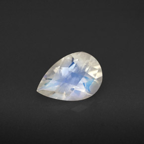 1.07 ct White Rainbow Moonstone Gemstone, Rainbow Moonstone Gem in Pear Checkerboard Shape for Sale.