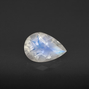 1.07 ct White Rainbow Moonstone Stone, Natural Rainbow Moonstone in Pear Checkerboard Shape for Sale