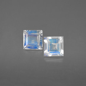 1.14 ct White Rainbow Moonstone Gemstone, Rainbow Moonstone Gem in Square Facet Shape for Sale.