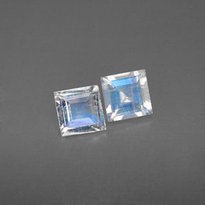 1.14 ct White Rainbow Moonstone Stone, Natural Rainbow Moonstone in Square Facet Shape for Sale