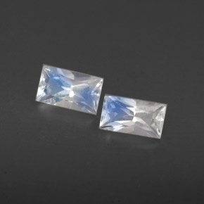 0.56 ct White Rainbow Moonstone Gemstone, Rainbow Moonstone Gem in Baguette / Scissor Cut Shape for Sale.