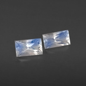 0.56 ct White Rainbow Moonstone Stone, Natural Rainbow Moonstone in Baguette / Scissor Cut Shape for Sale