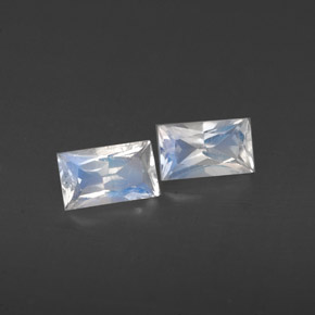 0.56 ct White Rainbow Moonstone Stone, Natural Rainbow Moonstone in Baguette / Scissor Cut Shape for Sale