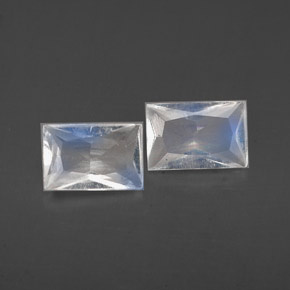 0.84 ct White Rainbow Moonstone Stone, Natural Rainbow Moonstone in Baguette / Scissor Cut Shape for Sale