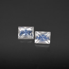0.82 ct White Rainbow Moonstone Gemstone, Rainbow Moonstone Gem in Baguette / Scissor Cut Shape for Sale.