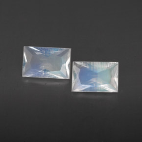 0.93 ct White Rainbow Moonstone Gemstone, Rainbow Moonstone Gem in Baguette / Scissor Cut Shape for Sale.