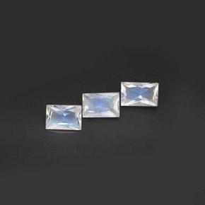 1.39 ctw White Rainbow Moonstone Stones, Natural Rainbow Moonstone in Baguette / Scissor Cut Shape for Sale