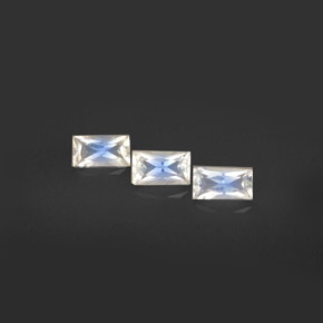 0.83 ct White Rainbow Moonstone Gemstone, Rainbow Moonstone Gem in Baguette / Scissor Cut Shape for Sale.