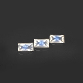 0.83 ct White Rainbow Moonstone Stone, Natural Rainbow Moonstone in Baguette / Scissor Cut Shape for Sale