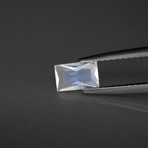 0.42 ct White Rainbow Moonstone Gemstone, Rainbow Moonstone Gem in Baguette / Scissor Cut Shape for Sale.