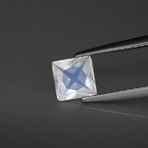 0.49 ct White Rainbow Moonstone Gemstone, Rainbow Moonstone Gem in Princess-Cut Shape for Sale.