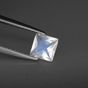 0.49 ct White Rainbow Moonstone Stone, Natural Rainbow Moonstone in Princess-Cut Shape for Sale