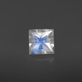 0.62 ct White Rainbow Moonstone Gemstone, Rainbow Moonstone Gem in Princess-Cut Shape for Sale.
