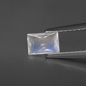 0.40 ct White Rainbow Moonstone Gemstone, Rainbow Moonstone Gem in Baguette / Scissor Cut Shape for Sale.