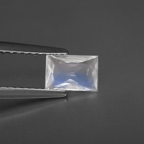 0.40 ct White Rainbow Moonstone Stone, Natural Rainbow Moonstone in Baguette / Scissor Cut Shape for Sale