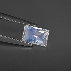 0.44 ct White Rainbow Moonstone Stone, Natural Rainbow Moonstone in Baguette / Scissor Cut Shape for Sale