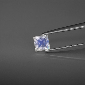 0.30 ct White Rainbow Moonstone Gemstone, Rainbow Moonstone Gem in Princess-Cut Shape for Sale.