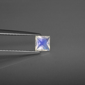 0.30 ct White Rainbow Moonstone Stone, Natural Rainbow Moonstone in Princess-Cut Shape for Sale