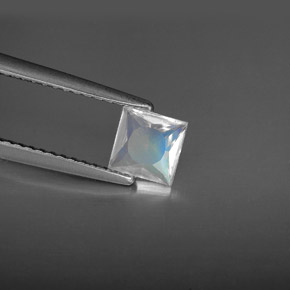 0.53 ct White Rainbow Moonstone Stone, Natural Rainbow Moonstone in Princess-Cut Shape for Sale