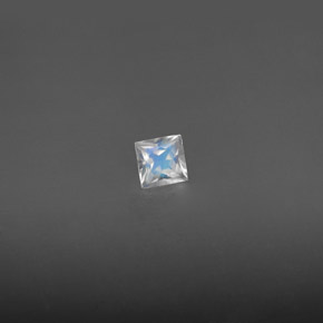0.19 ct White Rainbow Moonstone Gemstone, Rainbow Moonstone Gem in Princess-Cut Shape for Sale.