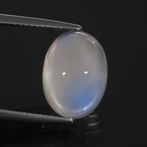 7.04 ct White Rainbow Moonstone Stone, Natural Rainbow Moonstone in Oval Cabochon Shape for Sale