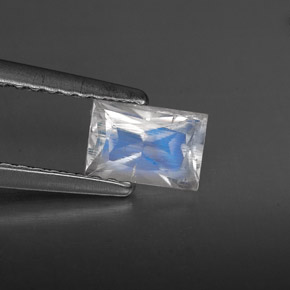 0.55 ct White Rainbow Moonstone Stone, Natural Rainbow Moonstone in Baguette / Scissor Cut Shape for Sale