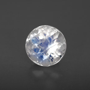 1.44 ct White Rainbow Moonstone Stone, Natural Rainbow Moonstone in Round Checkerboard Shape for Sale